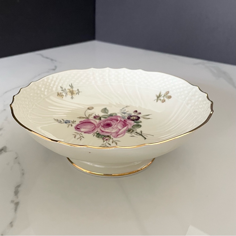 Braided Curved Floral Footed Compote (Cream Body) by Royal Copenhagen